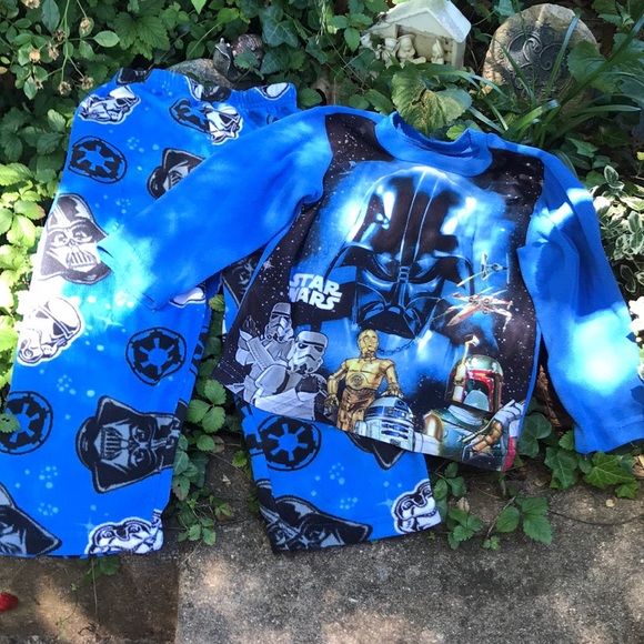 Blue Size 8 Star Wars Boys 4-piece Storm Trooper Darth Vader Pajamas Set